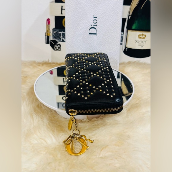 πCHRISTIAN DIOR STUDS Long Zippy Wallet w/Dior Charm & Box - Picture 10 of 12